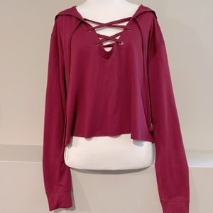 Express lace-up crop hoodie